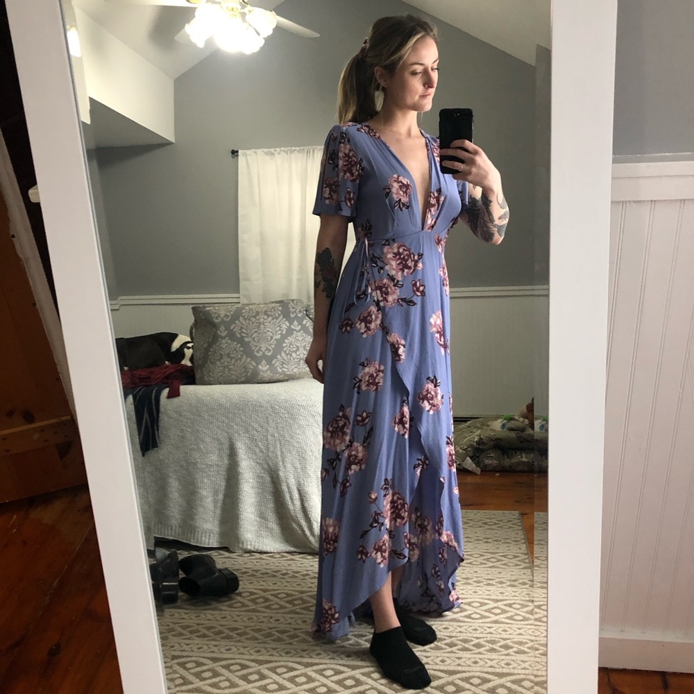 Purple Floral Wrap Dress